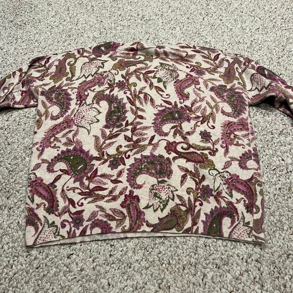 Sundance Paisley Floral Pullover Sweater Sz L Cream Pink Feminine Wool Blend - Picture 6 of 6